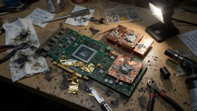 Gutted GPU PCB after metal recovery